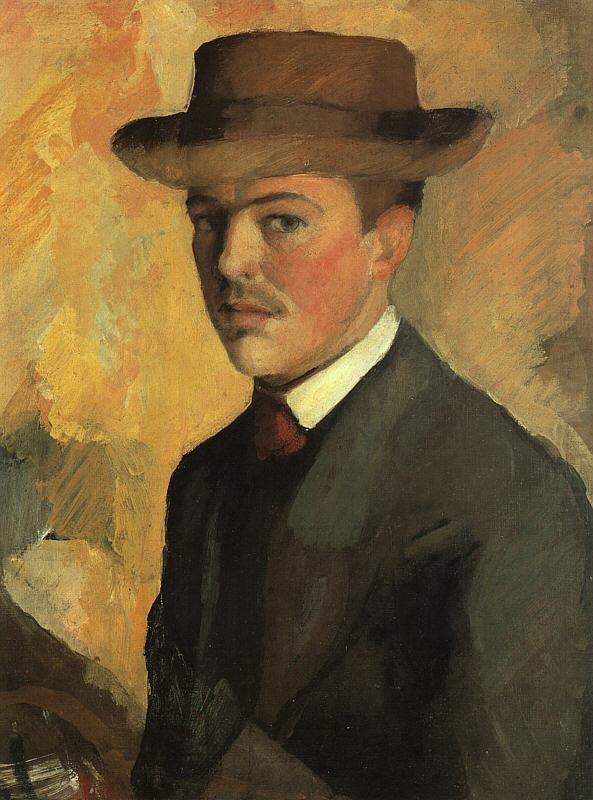 August Macke Self Portrait with Hat  qq china oil painting image